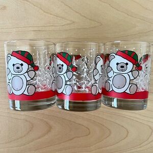 Libbey Holiday Bear Glasses - Red and White
